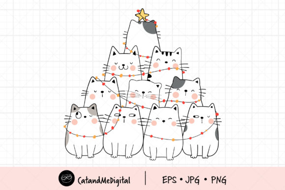 Cat Christmas Tree Clip Art
