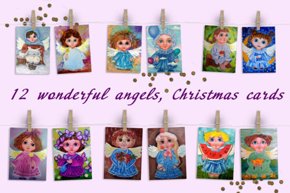 Christmas Angels Cards Illustrations