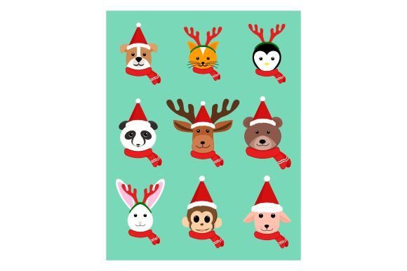 Christmas Animals Character in Flat