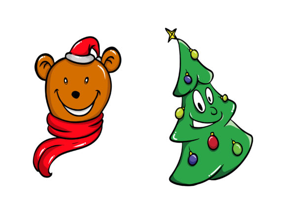 Christmas Bundle Bear Tree Illustrations