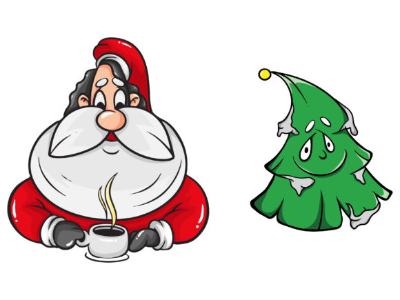 Christmas Bundle Santa Coffee Illustrations