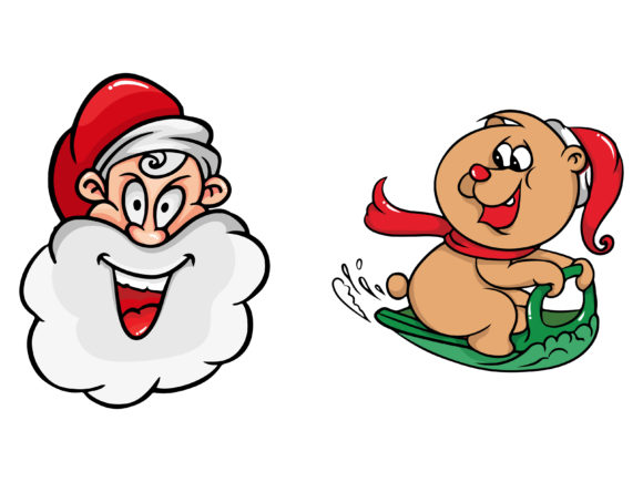Christmas Bundle Skiing Bear Illustrations
