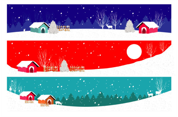 Christmas Creative Banner Full Colour Illustrations