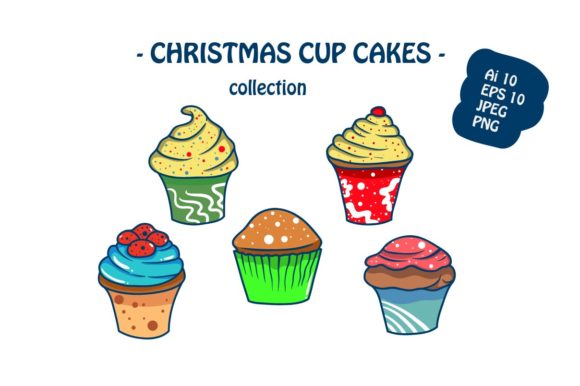 Christmas Cupcakes Icon Pack Illustrations