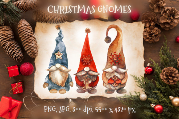 Christmas Gnomes Watercolor Illustrations