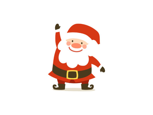 Christmas Illustration Santa Waving Hand