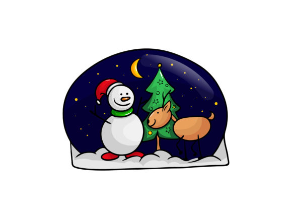Christmas Snow Globe Illustrations for Seasonal Design