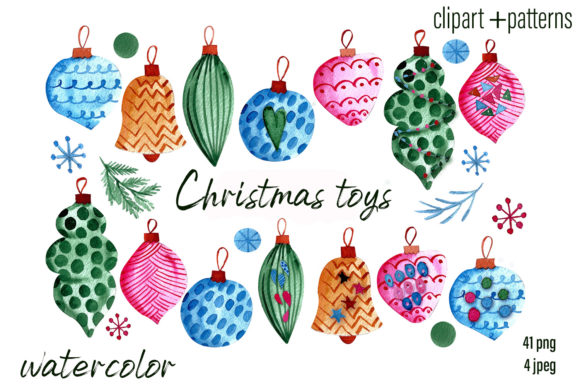 Christmas Toys Ornaments Clipart Set