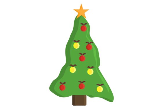 Christmas Tree with Stars and Berries Illustrations