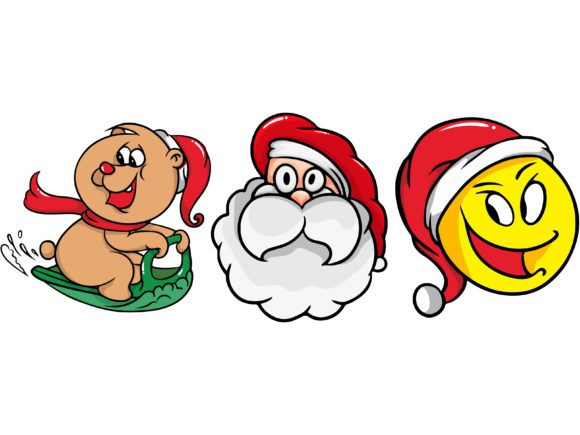 Christmas Triple Bundle Skiing Bear Illustrations