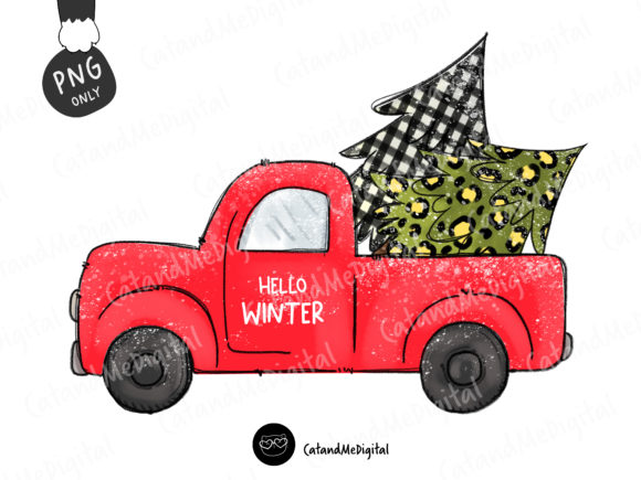 Christmas Truck Sublimation Illustrations