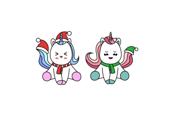 Christmas Unicorn Design Vectors Set