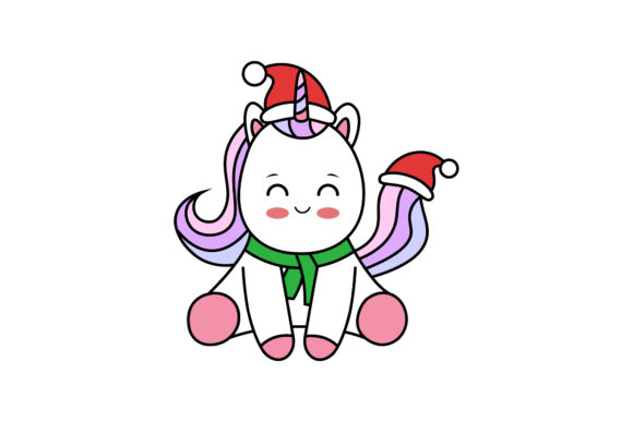 Christmas Unicorn Illustration Vector