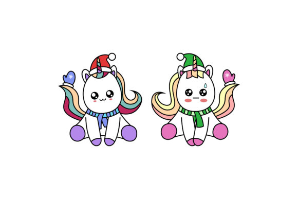 Christmas Unicorn Vectors Designs Set