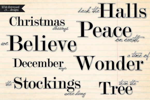 Christmas Word Art Titles Illustrations