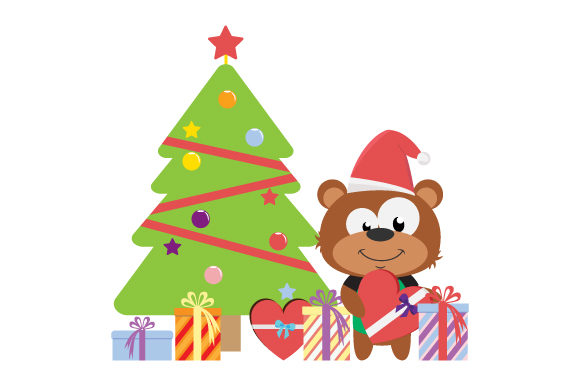 Cute Bear Cartoon on Christmas Illustrations
