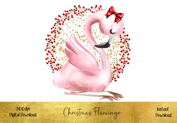 Cute Christmas Flamingo Illustrations