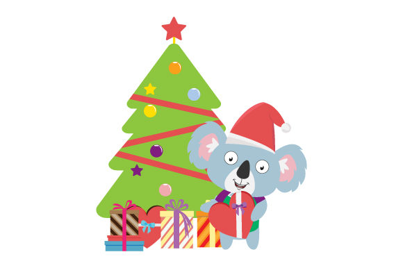 Cute Koala Cartoon on Christmas Illustrations