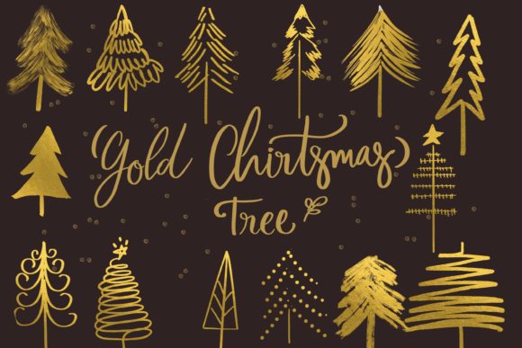 Gold Christmas Tree Illustrations for Polished Content
