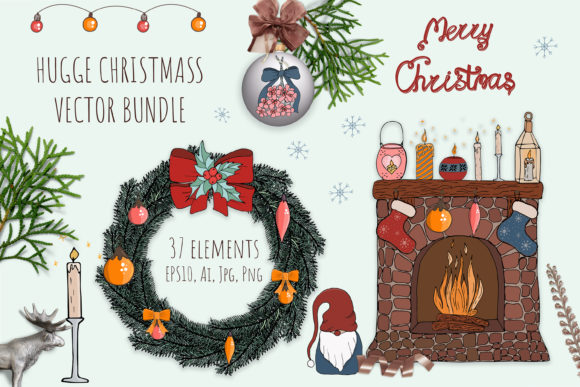 Hygge Christmas Bundle Vector, Png