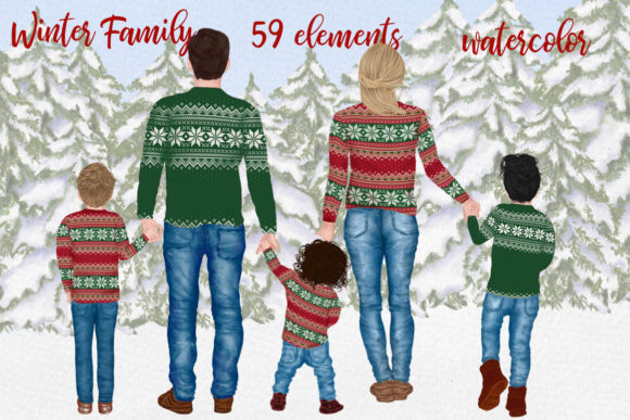 Winter Family Christmas Clipart