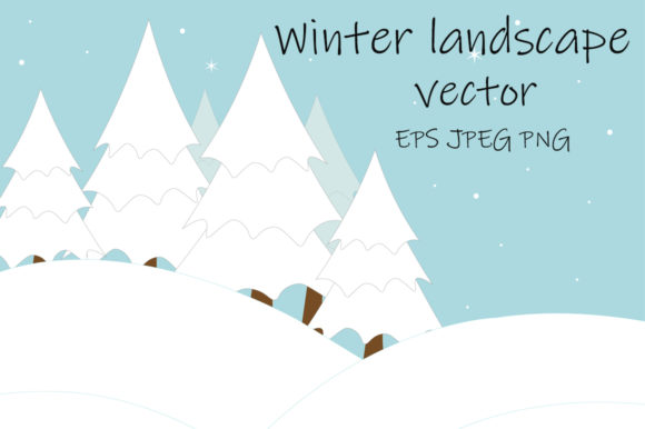 Winter Landscape Vector. Christmas Trees